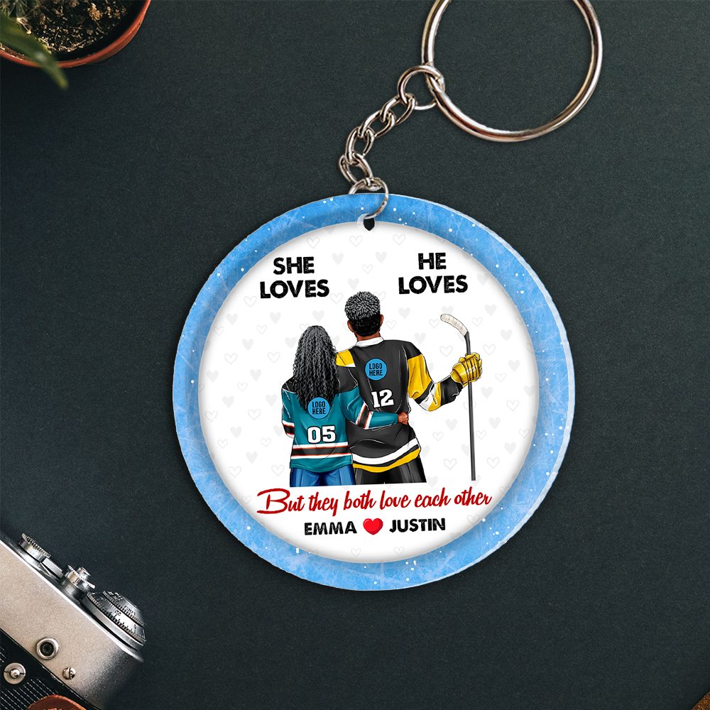 Personalized Gifts With Custom Team Logo Keychain For Ice Hockey Lover Couple 02Hupu240125Tm