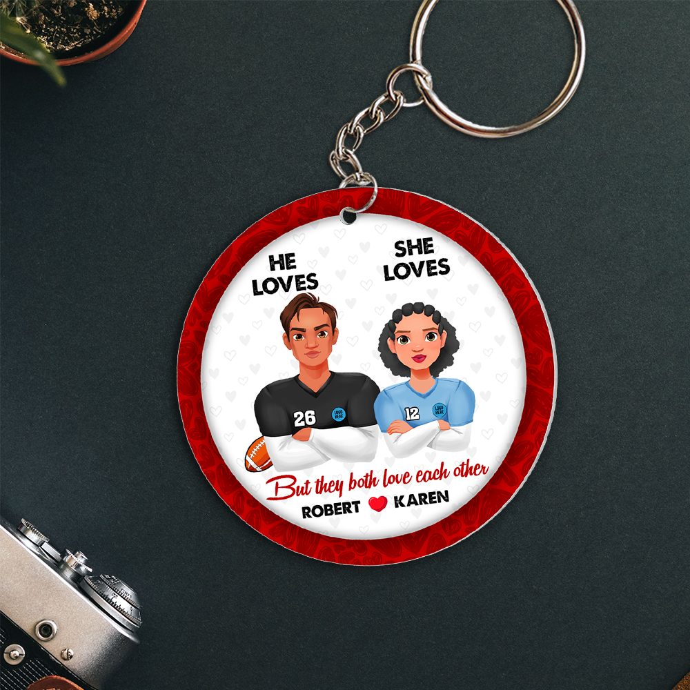 Personalized Gifts For American Football-Loving Couple Keychain 02Hupu230125Hg - Image 2