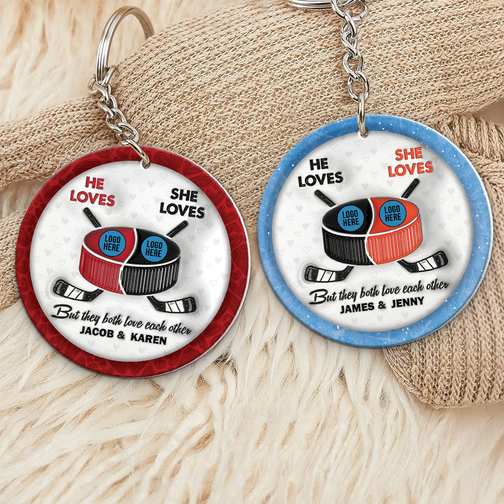 Personalized Gifts For Ice Hockey-Loving Couple Keychain 01Hupu240125