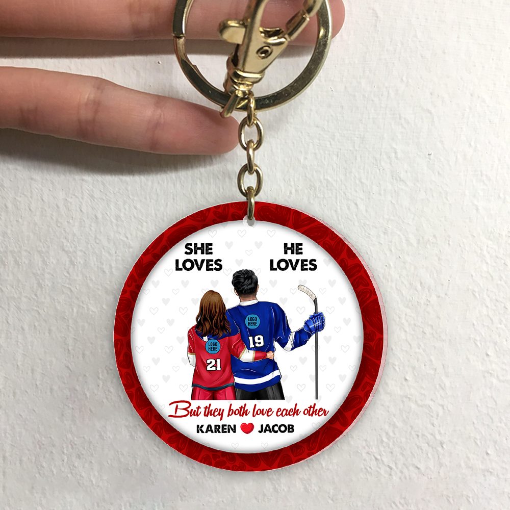 Personalized Gifts With Custom Team Logo Keychain For Ice Hockey Lover Couple 02Hupu240125Tm - Image 2