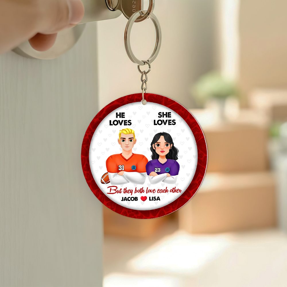 Personalized Gifts For American Football-Loving Couple Keychain 02Hupu230125Hg - Image 4