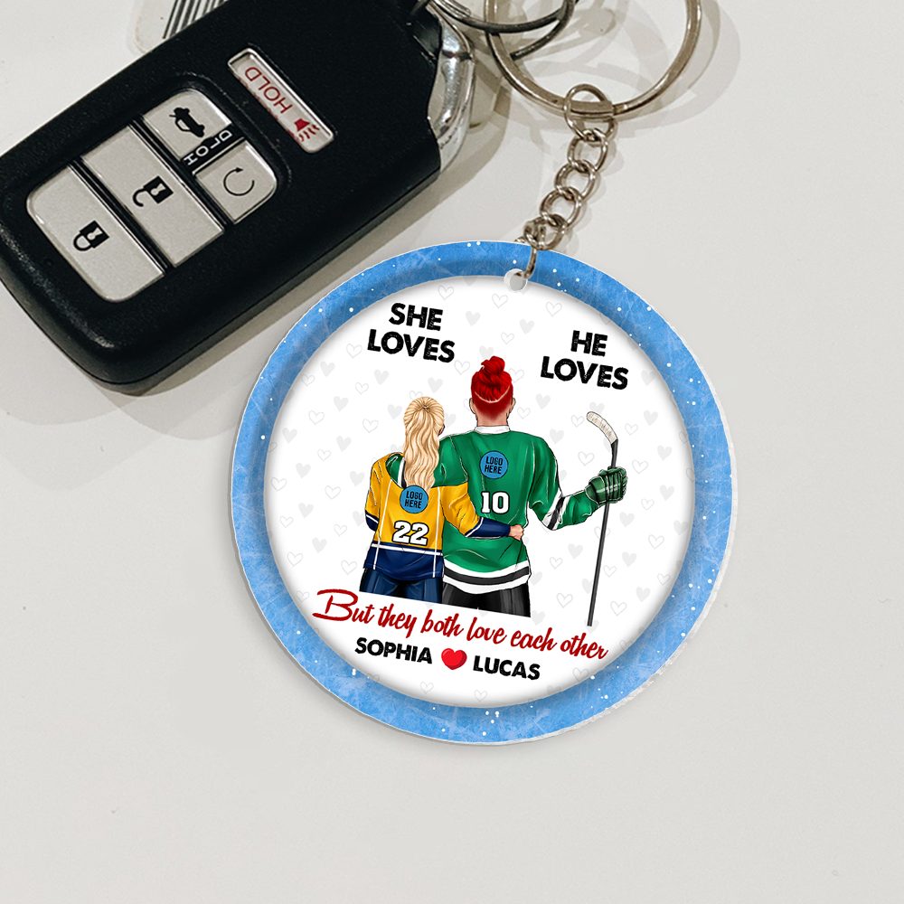 Personalized Gifts With Custom Team Logo Keychain For Ice Hockey Lover Couple 02Hupu240125Tm - Image 3