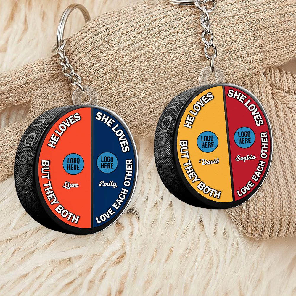 Personalized Gifts For Ice Hockey-Loving Couple Keychain 04Hupu240125