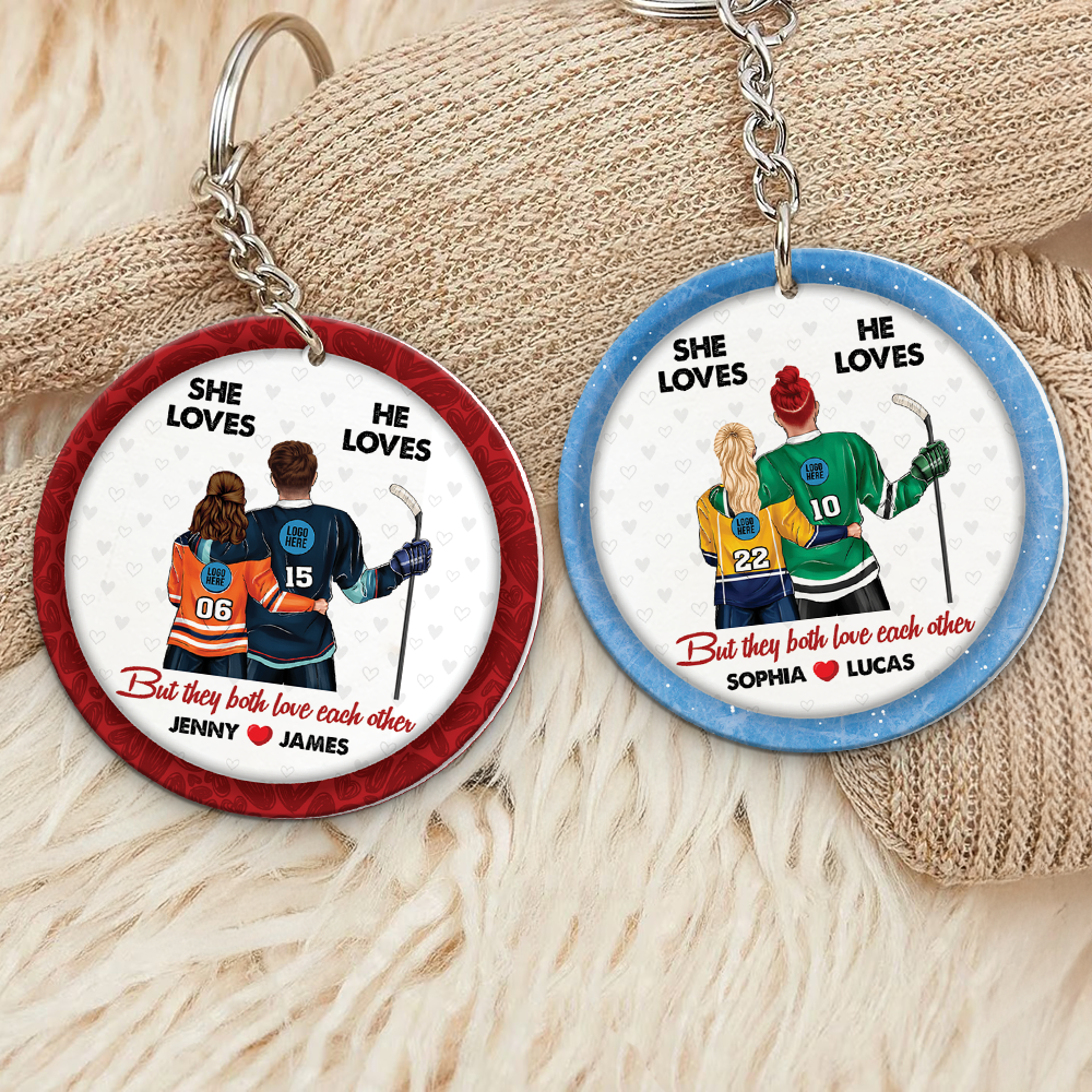 Personalized Gifts With Custom Team Logo Keychain For Ice Hockey Lover Couple 02Hupu240125Tm - Image 4