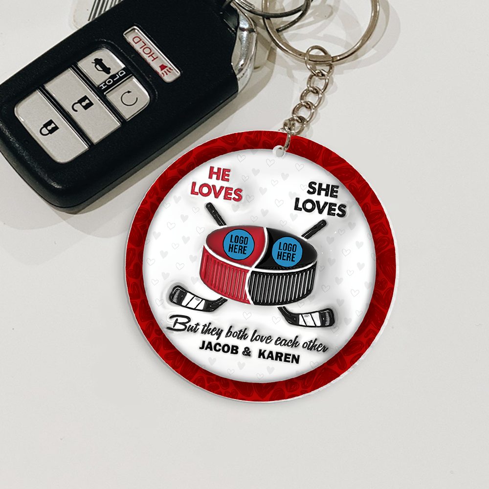 Personalized Gifts For Ice Hockey-Loving Couple Keychain 01Hupu240125 - Image 4