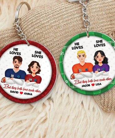 Personalized Gifts For American Football-Loving Couple Keychain 02Hupu230125Hg