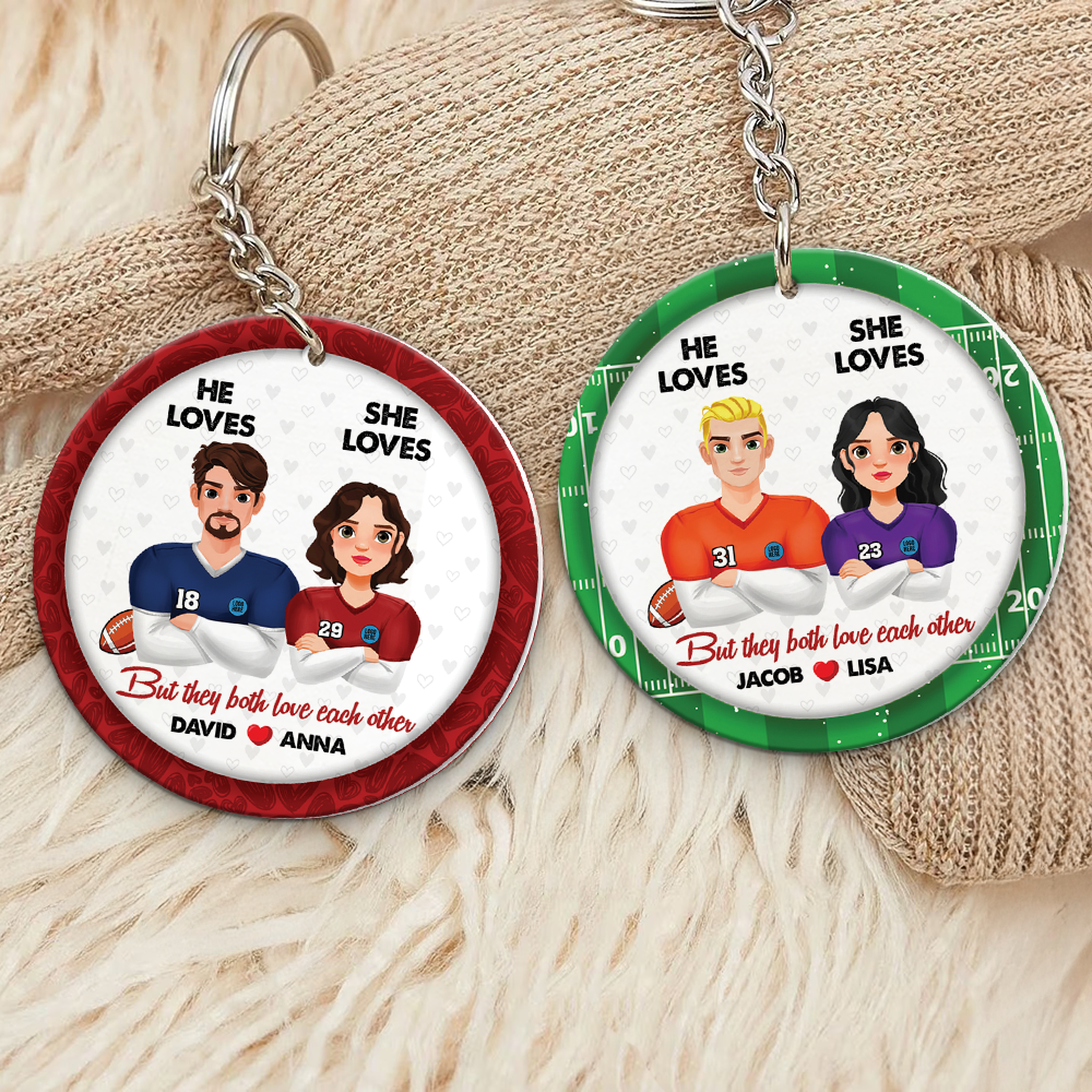 Personalized Gifts For American Football-Loving Couple Keychain 02Hupu230125Hg