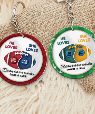 Personalized Gifts For American Football-Loving Couple Keychain 05Hupu230125