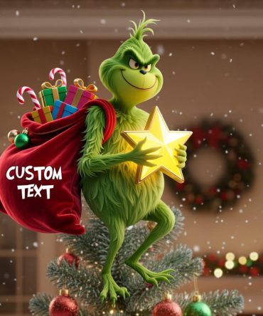 Grinch Funny Christmas Tree Topper - Personalized Stole Christmas Led Light Tree Topper