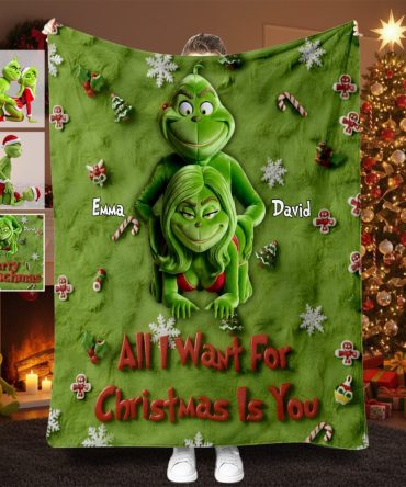 Merry Grinchmas - Personalized Stole Christmas Blanket
