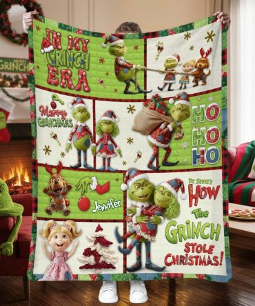 Classic Xmas Movie Grinch Monster - Personalized Stole Christmas Blanket