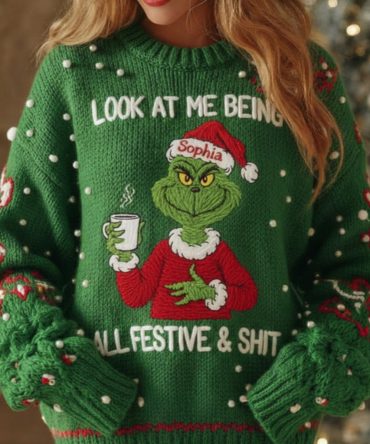 Naughty Greenmas Mood - Personalized Stole Christmas Ugly Sweater