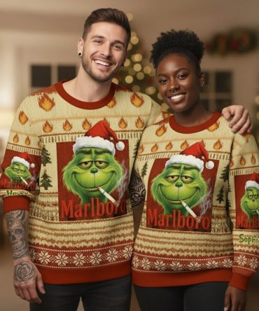 Green Monster Cigarette Christmas Movie - Personalized Stole Christmas Ugly Sweater
