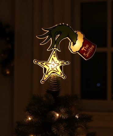 Grinch Naughty Green Mischief Stole The Yellow Star - Personalized Stole Christmas Led Light Tree Topper