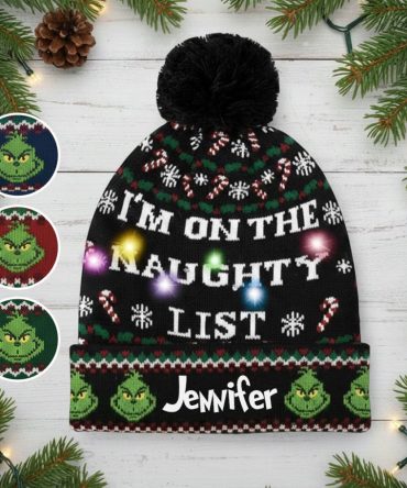 I'M On The Naughty List Cartoon Magical Mouse - Personalized Stole Christmas Beanie Hat