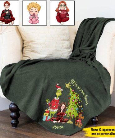 Merry Christmas Green Mischief - Personalized Stole Christmas Blanket
