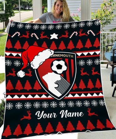 Custom Afc Bournemouth Christmas Blanket - Personalized Holiday Gift For Fans