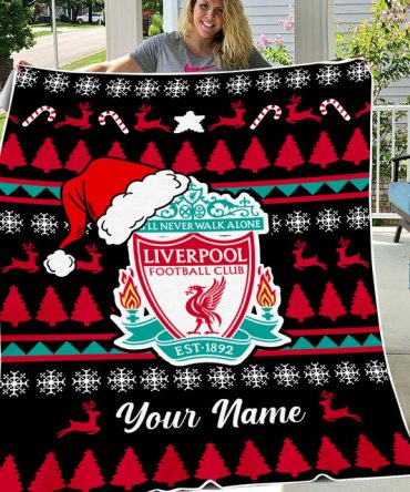 Personalized Liverpool Fc Christmas Blanket - Festive Holiday Gift For Fans