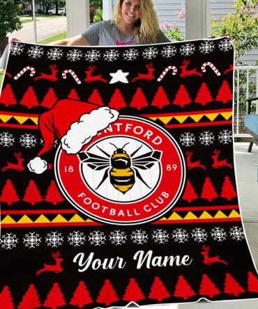 Custom Brentford Fc Christmas Blanket - Personalized Holiday Gift For Fans