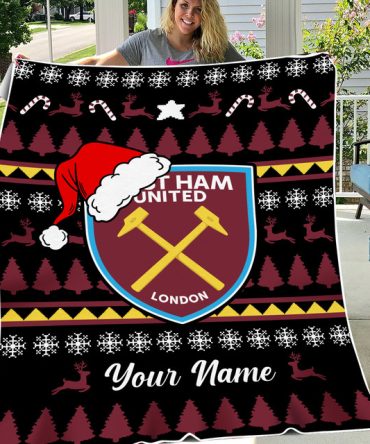 Custom West Ham United Christmas Blanket - Personalized Holiday Gift