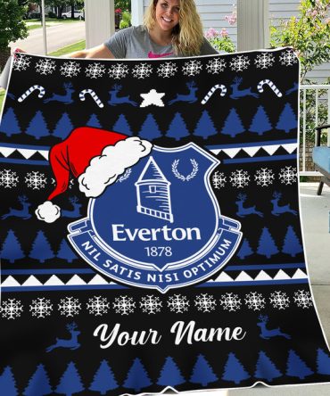 Custom Everton Christmas Blanket - Personalized Holiday Gift For Fans