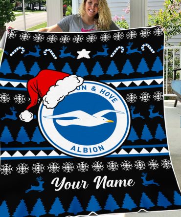 Custom Brighton & Hove Albion Christmas Blanket - Personalized Festive Gift