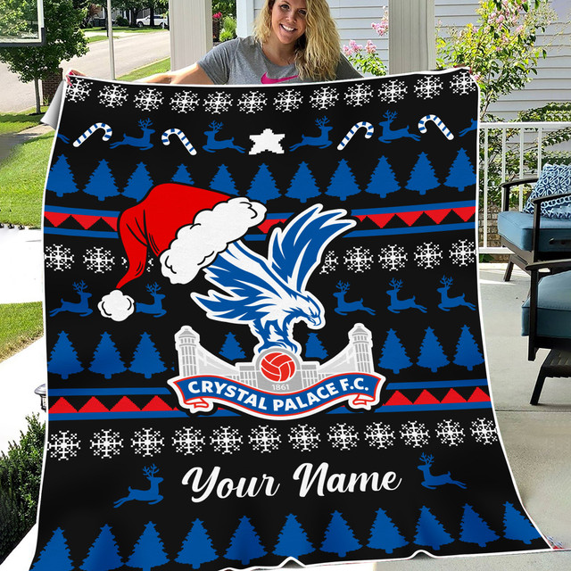Custom Crystal Palace Fc Christmas Blanket - Personalized Cozy Gift For Fans