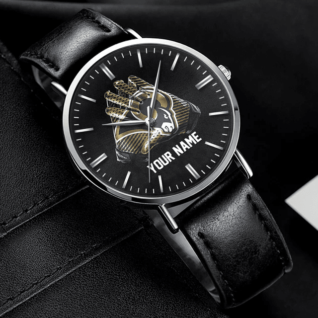 Custom Black Leather Watch - Personalize With Your Name & Design