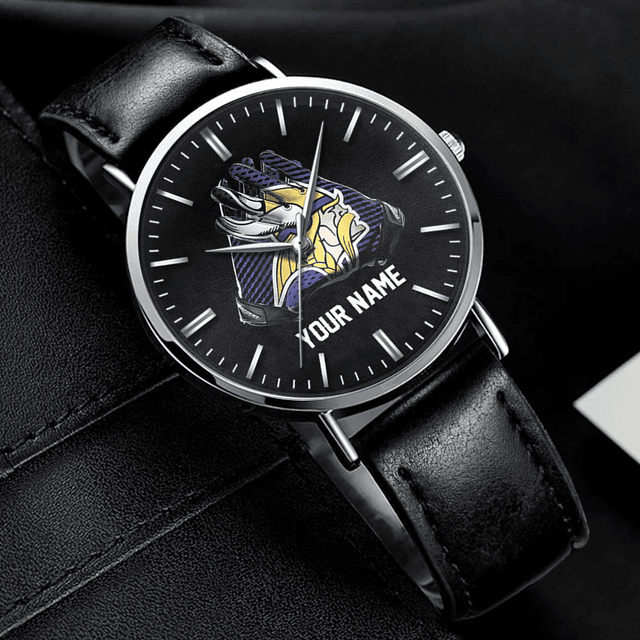Customizable Leather Strap Watch With Team Logo - Add Your Name!