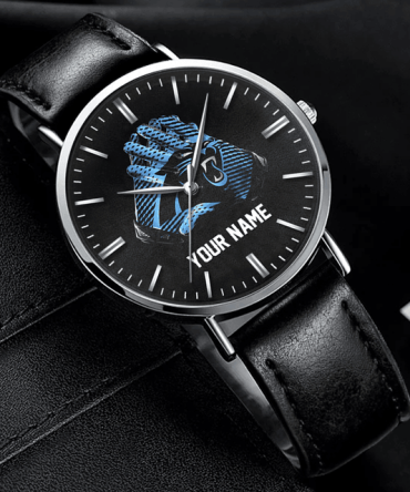 Customizable Black Leather Watch - Personalize With Your Name & Unique Design