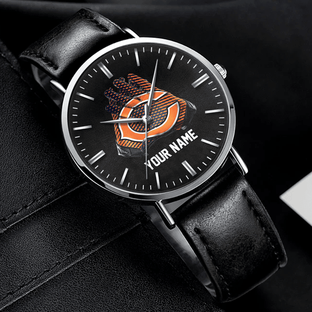Custom Leather Watch With Personalized Name & Sports Logo – Perfect Gift For Him