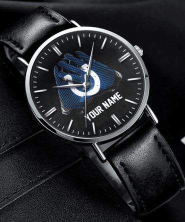 Customizable Leather Wristwatch With Personalized Name & Sports Design – Perfect Gift!