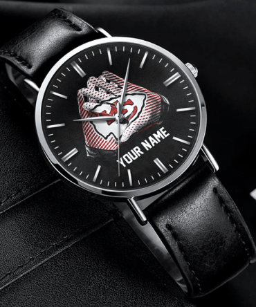 Customizable Black Leather Watch - Personalize With Your Name & Unique Design