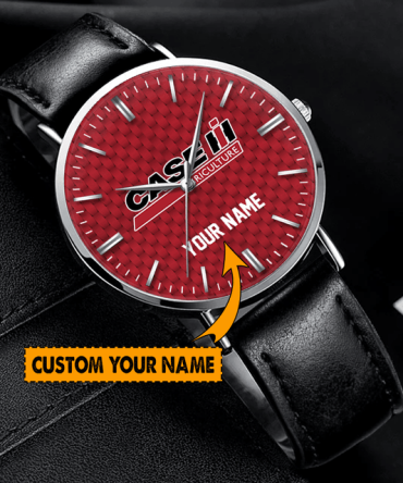 Personalized Leather Watch With Custom Name & Red Dial – Perfect Gift For Him!