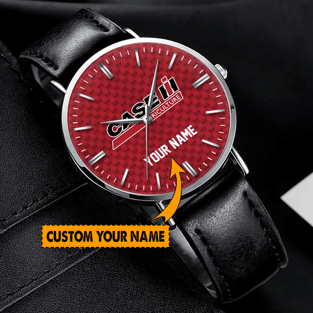 Personalized Leather Watch With Custom Name & Red Dial – Perfect Gift For Him!