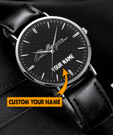 Customizable Black Leather Watch - Add Your Name For A Personal Touch! Perfect Gift For Him