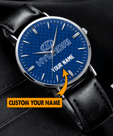 Personalized Name Watch - Customizable Blue Dial With Leather Strap