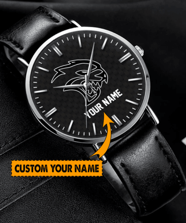 Personalized Custom Name Watch - Stylish Black Leather Strap, Perfect Gift!