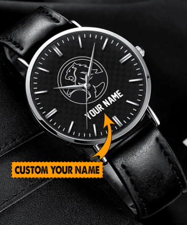 Custom Hand Watch For Fan Black Leather Watch - Personalize With Your Name - Perfect Gift