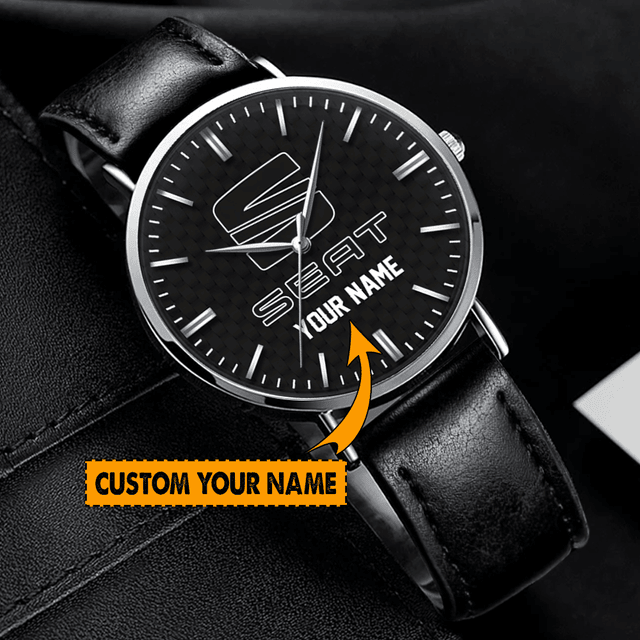 Custom Name Leather Strap Watch – Personalized Gift, Stylish Design