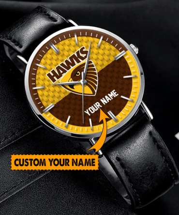 Customizable Hawks Leather Wristwatch - Add Your Name For A Personal Touch!
