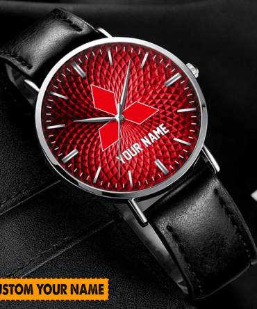 Custom Red Dial Watch With Leather Strap - Personalize Your Name For A Unique Style