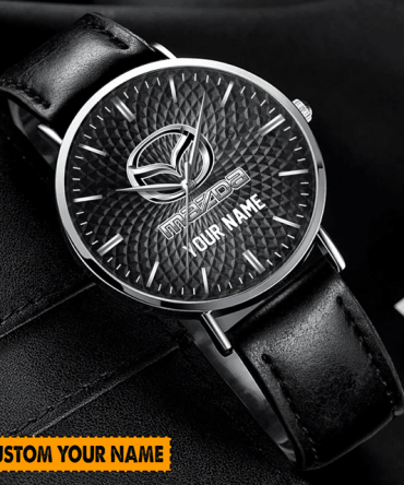 Custom Mazda Black Leather Watch - Personalize Your Style Today!