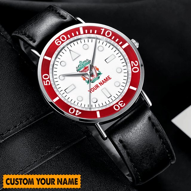 Custom Personalized Name Watch - Stylish Black Leather Strap Gift