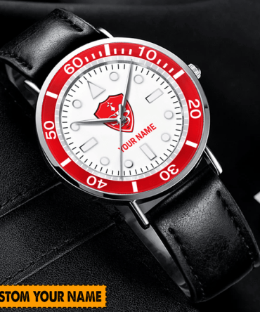 Personalized Custom Name Watch With Red Dial & Leather Strap – Unique Gift Idea