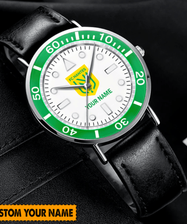 Custom Name Watch With Black Leather Band – Personalized Gift For Fans