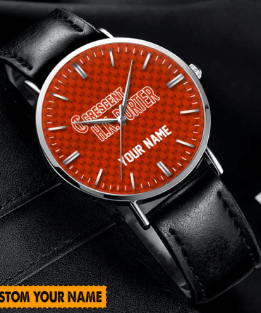 Custom Name Hand Watch For Fan Watch - Stylish Red Dial & Leather Strap - Perfect Personalized Gift