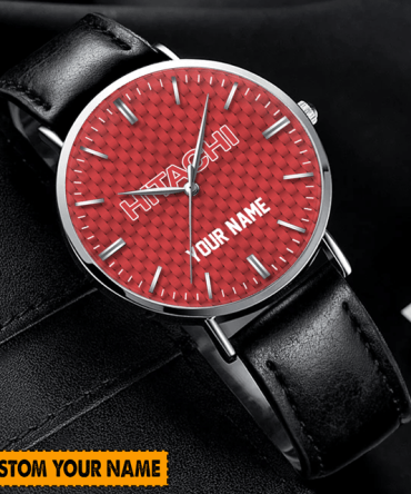 Personalized Red Dial Watch With Custom Name - Stylish Leather Strap