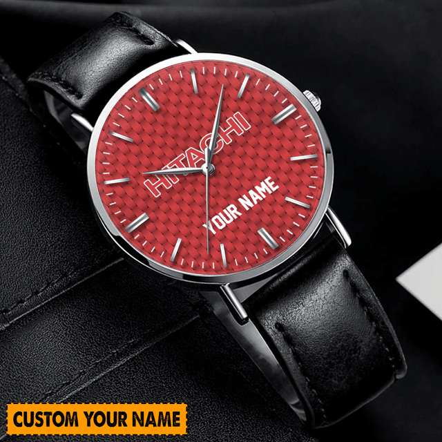 Personalized Red Dial Watch With Custom Name - Stylish Leather Strap