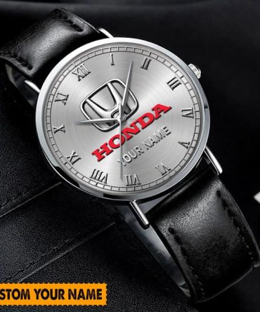 Custom Hand Watch For Fan Honda Logo Watch With Leather Strap - Personalize Your Name!